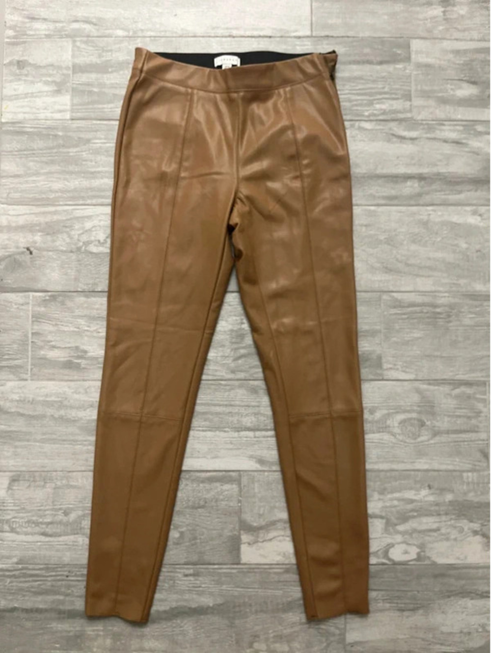 Topshop Tan Faux Leather Skinny Pants